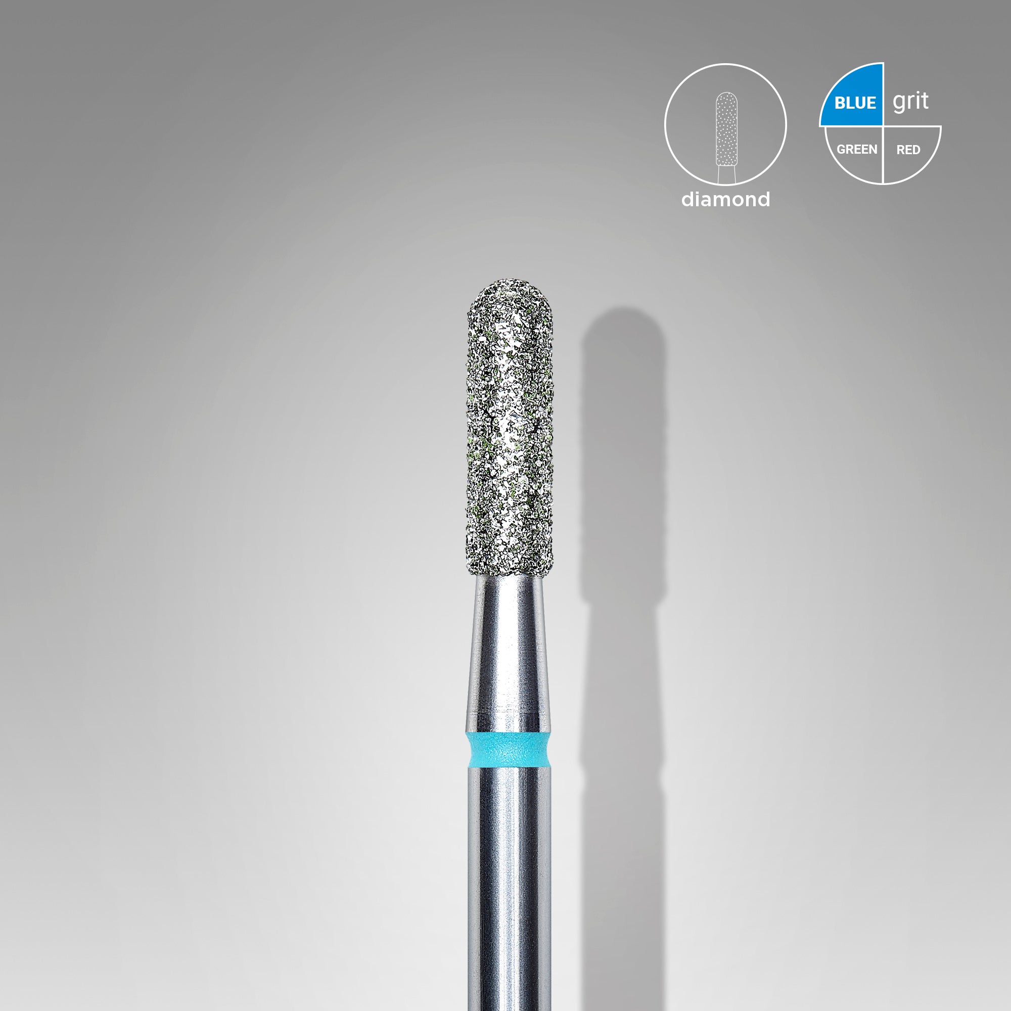 Diamond nail drill bit, rounded "cylinder", blue, head diameter 2.3 mm/ working part 8 mm image 0